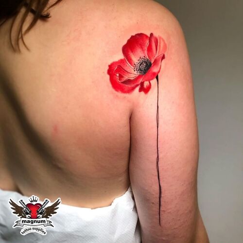 Simplistic Poppy in Red tattoo