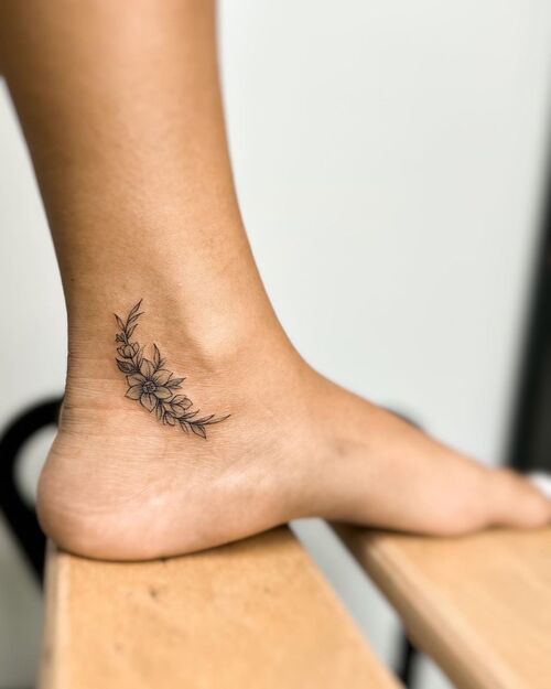 Feminine Narcissus Tattoo on Ankle