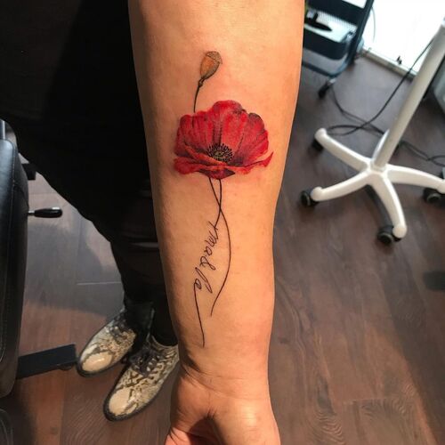 Poppy Flower for “Ma and Pa” tattoo ideas