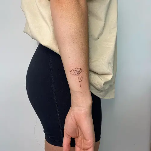 Small Poppy Flower Outline Tattoo 5