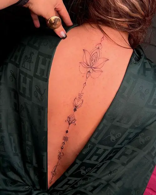 Minimal Lotus on the Back Flower Tattoo