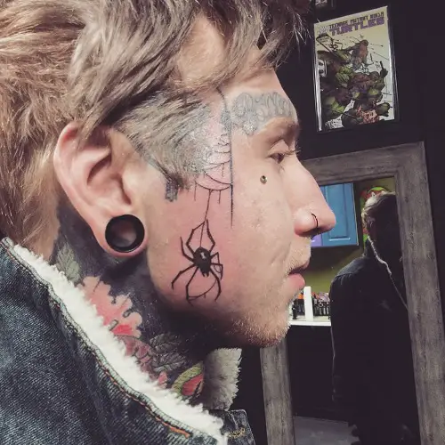 Black Widow Face Tattoo