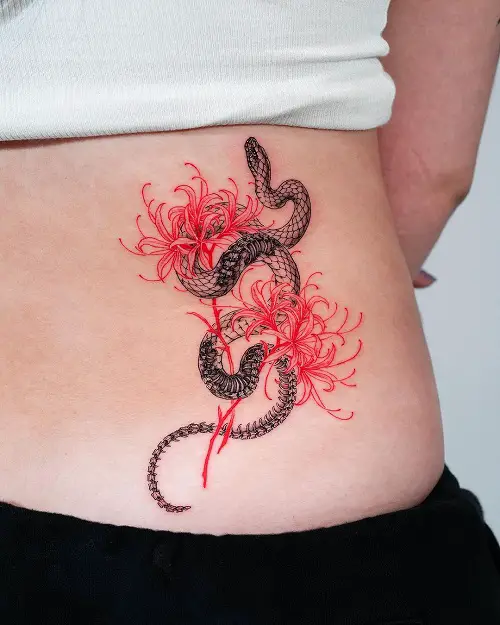 Spider Lily and snake Ink