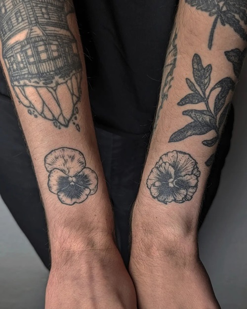 Pansy Tattoo on Each Wrist