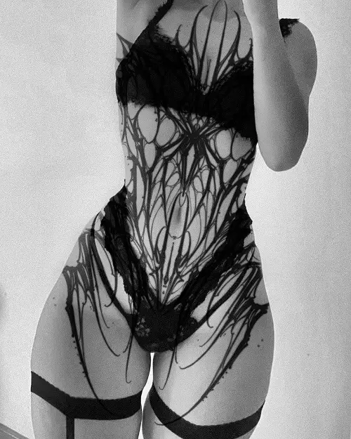 Spider on the Sternum with Webs on the Body