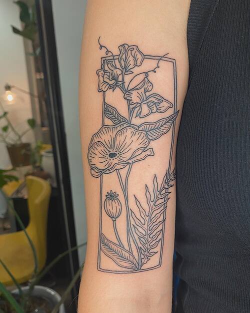 Sweet Peas and Poppy Flower
