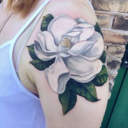 White Magnolia Flower Tattoo