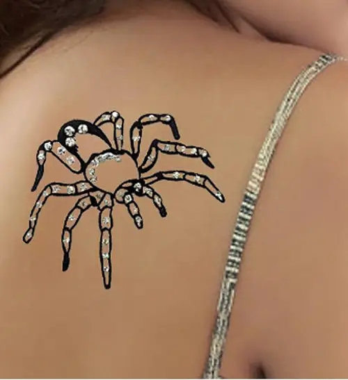 Black Spider with Silver Highlights Tattoo