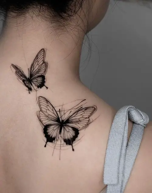 Butterfly Pair on the Neck