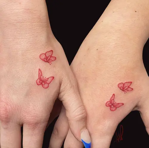 Butterfly Tattoo in Red Ink