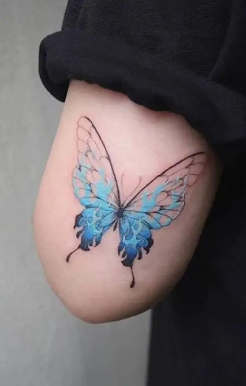 Butterfly Tattoo Butterfly with Blue Fire on the Wings