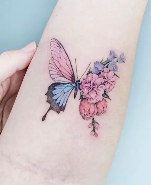 Butterfly with Flowers for Wings tattoo