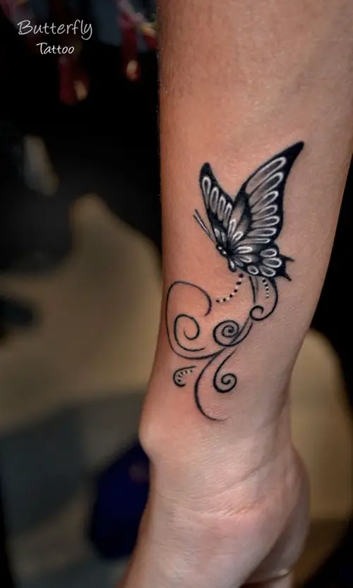 Butterfly with Tribal Patterns Tattoo 27