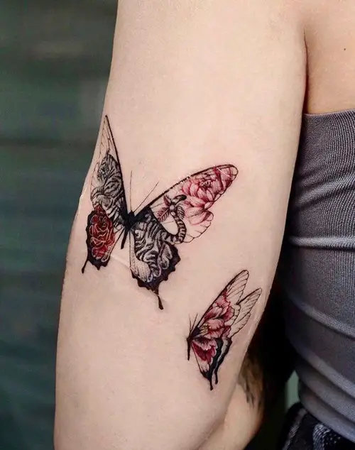 Butterfly with a Tiger in its Wings tattoo