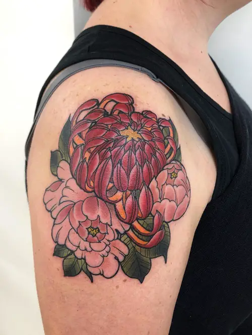 Chrysanthemum and Peony Piece tattoo