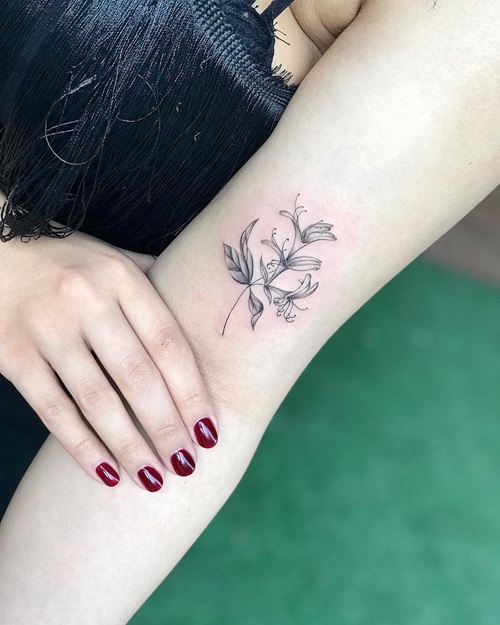 Feminine Honeysuckle Idea Tattoo 5