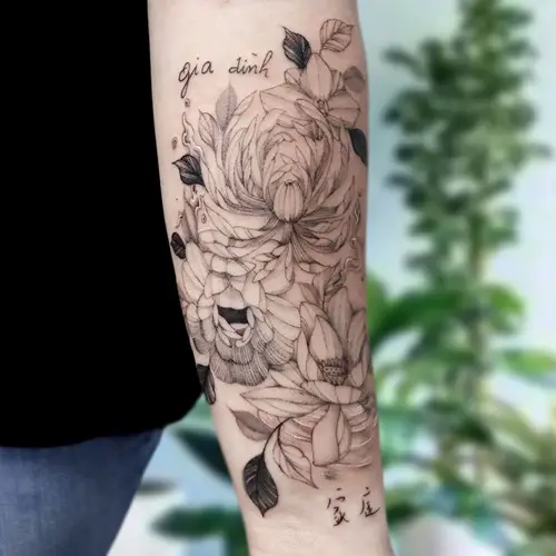 Freehand November Birth Month Flowers Tattoo