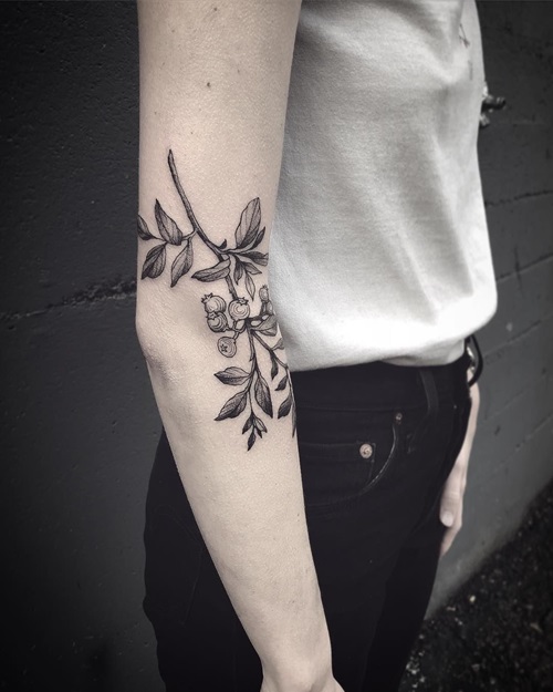 Honeysuckle Elbow Body Art Tattoo 7