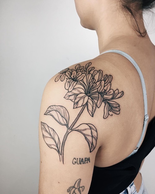 Honeysuckle Shoulder Piece tattoo