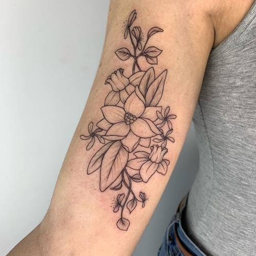 Magnolia and Honeysuckle in Linework Ink