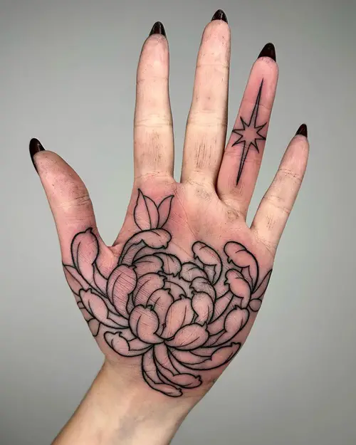 November Birth Flower on Hand tattoo