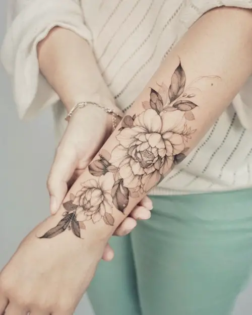 Peonies on the Forearm