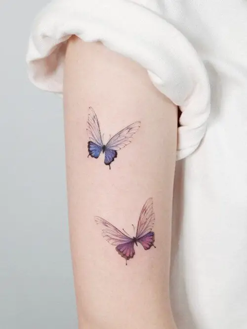 Butterfly Tattoo Pink and Blue Butterfly Pair