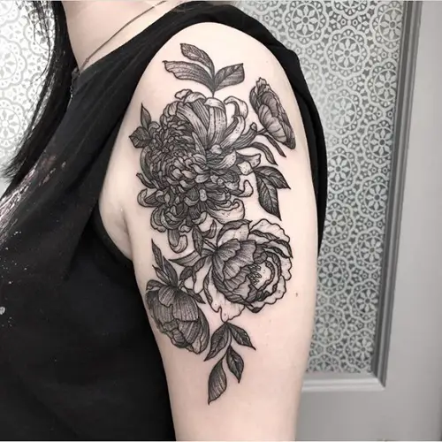 Shaded November Birth Flowers tattoo