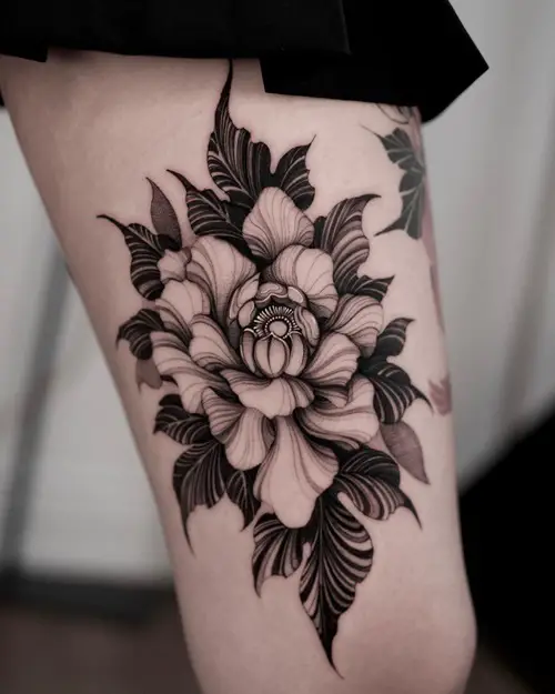 Shaded November Chrysanthemum Birth Flower Tattoo