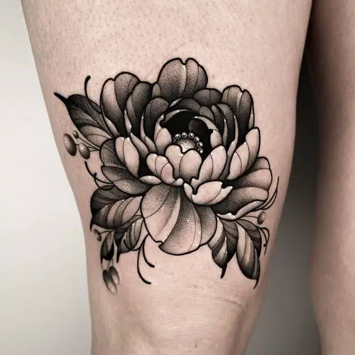 Shaded Peony tattoo