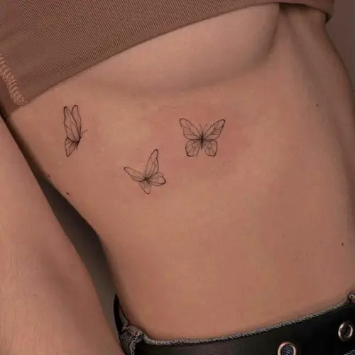 Small Butterflies Sideboob Tattoo