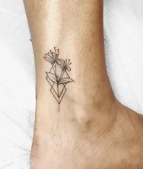 Small Honeysuckle Tattoo Idea with Geometric Shapes