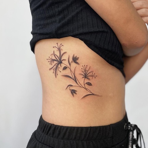 Snowdrop and Honeysuckle Side Body Ink
