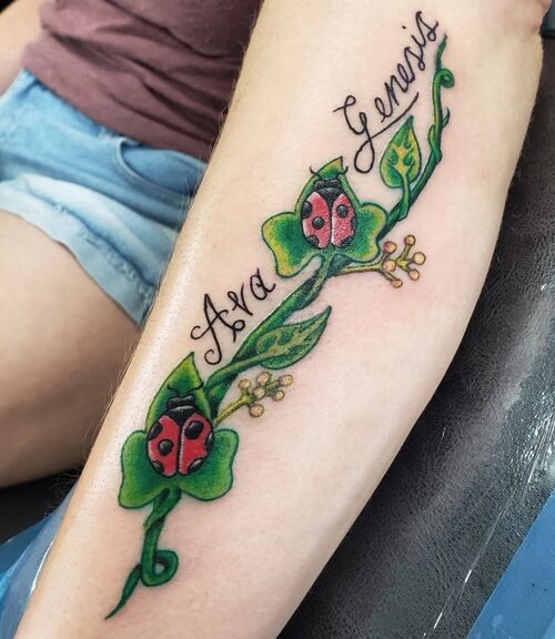 Ladybugs on Vines Tattoo 11