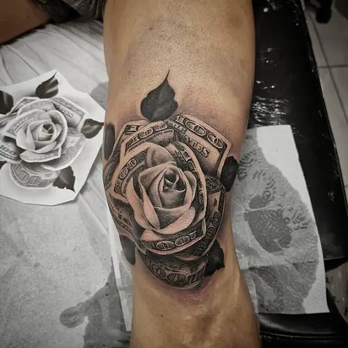 Rose with Money Tattoo for Men Tattoo Designs 13