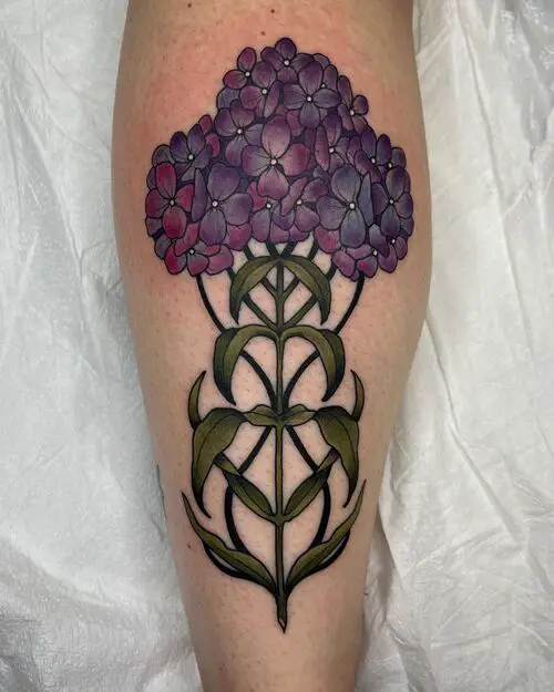 Dark Nouveau Hydrangea Tattoo