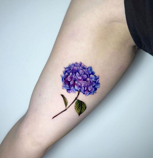 Realistic Hydrangea Tattoo