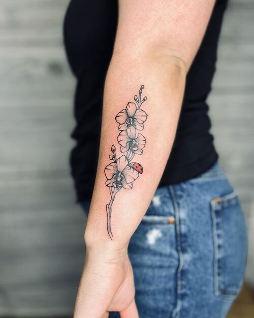 Orchids with Ladybug tattoo ideas