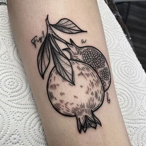 Fineline Pomegranate Ink Tattoo