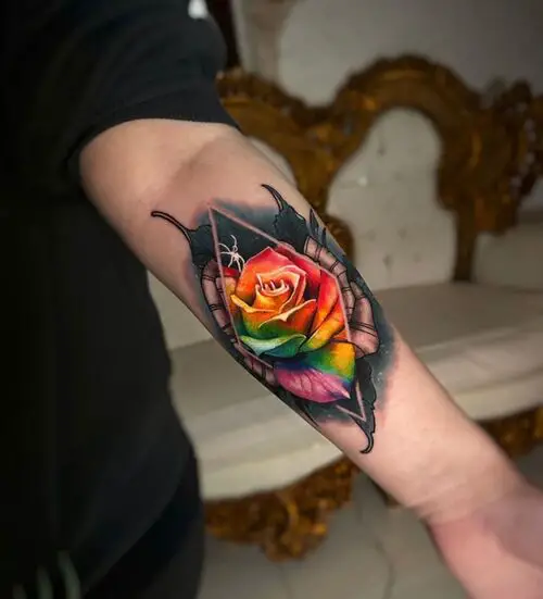 Rainbow Rose in a Diamond