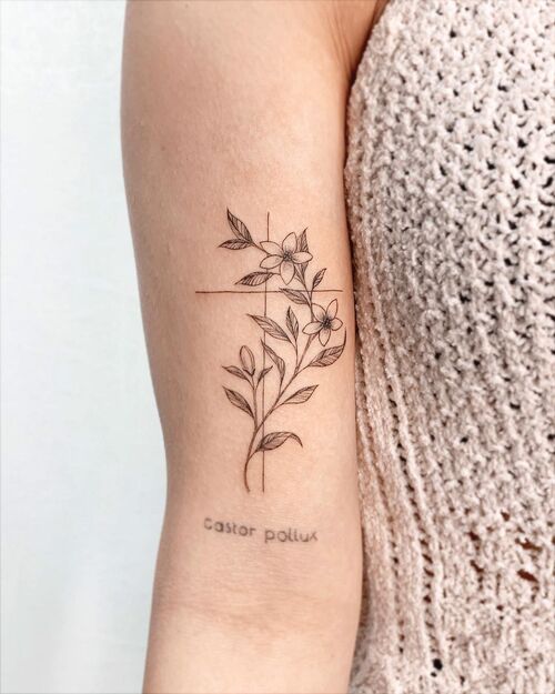 Cross and Floral Tattoo Piece