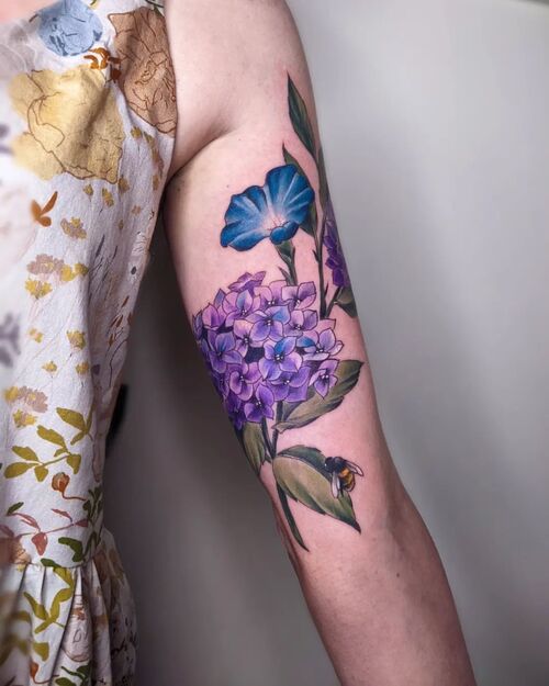 Purple Hydrangea Body Art tattoo