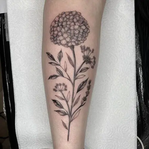 best Large Hydrangea Body Art Design