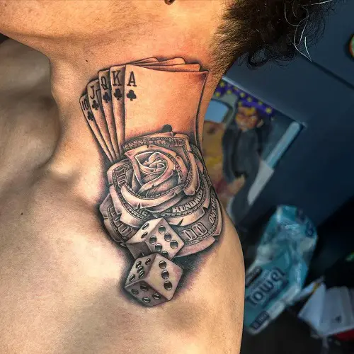 Money Rose and Gambling Ink Tattoo Designs 3