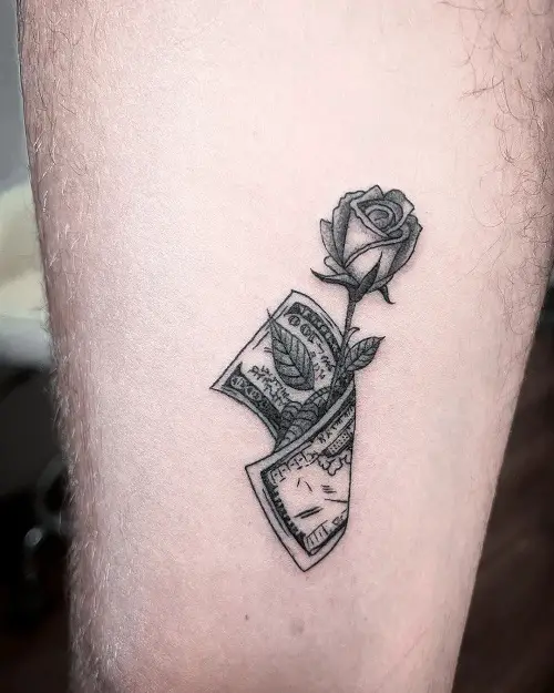 Rose Stem with Money Design Tattoo Designs 8