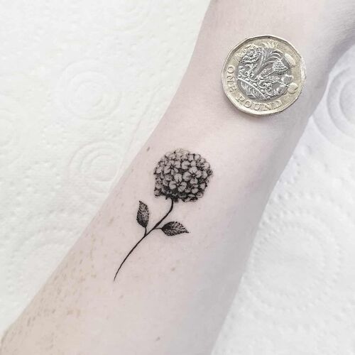 Shaded Hydrangea in Handpoke tattoo ideas