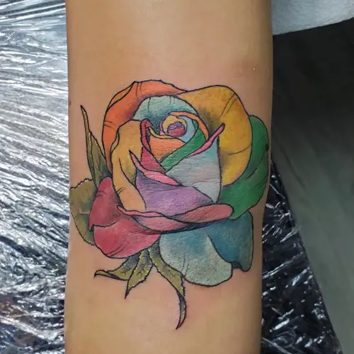 Rainbow Rose Elbow Piece