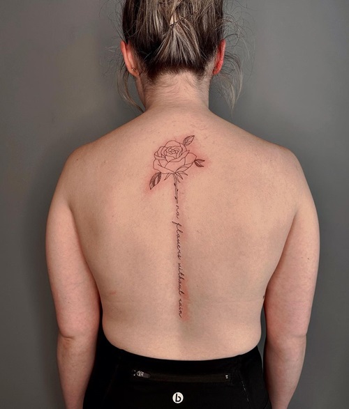 back No Rain No Flowers Tattoo 21
