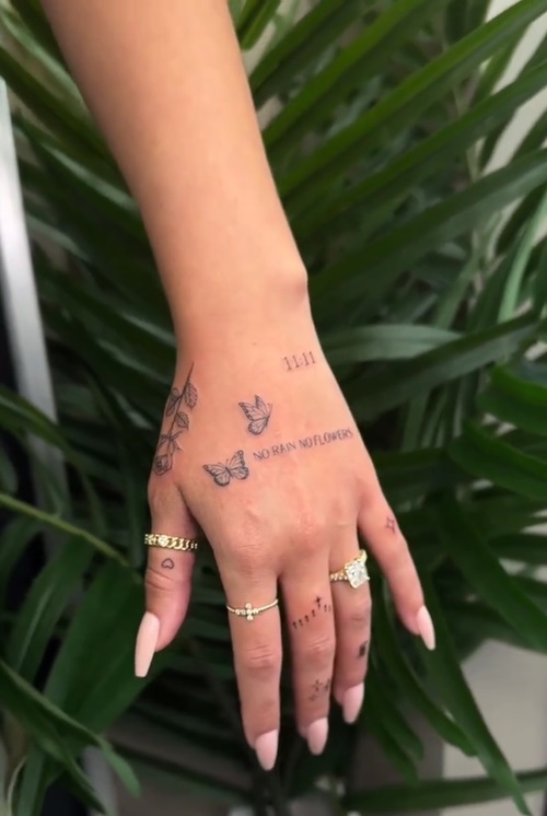 No Rain No Flowers Tattoo Butterflies and Quote Tattoo