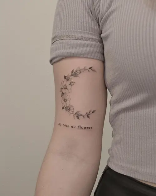 Crescent Moon of Flowers with Quote
